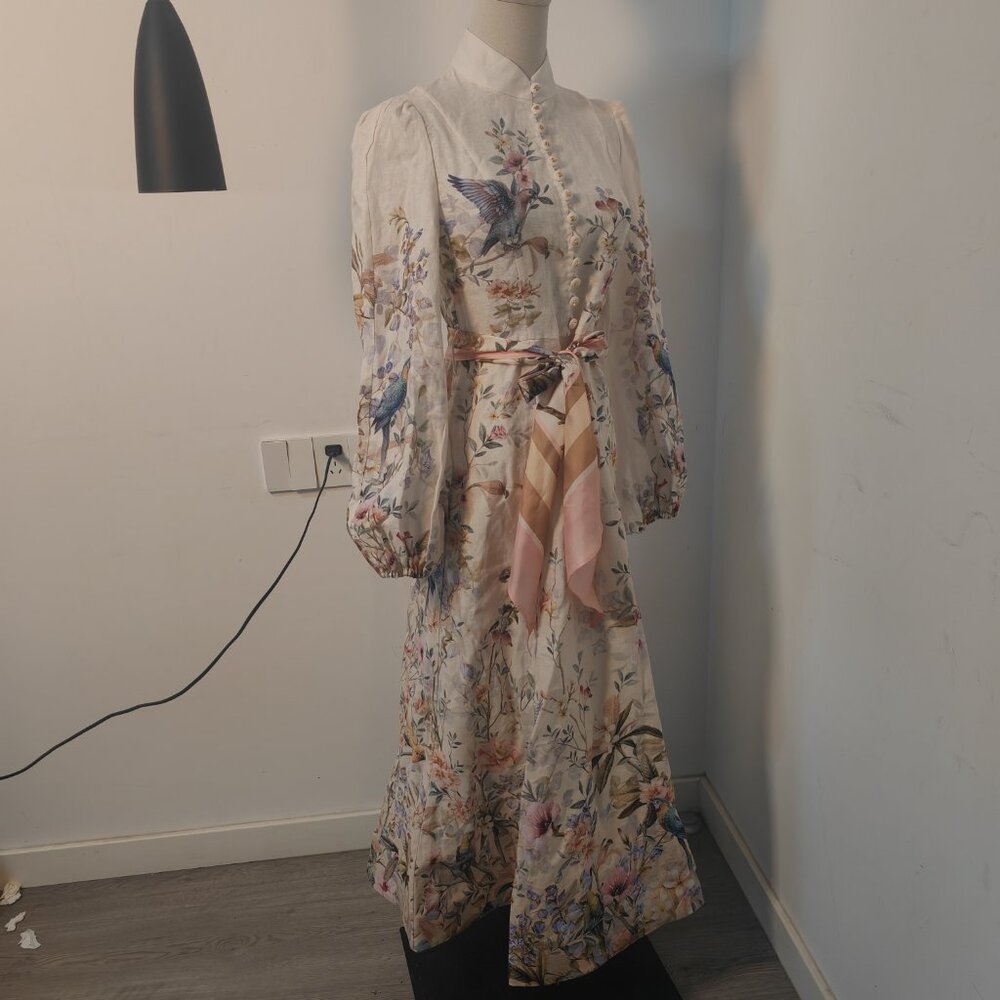 Zimmermann Rebellious style white floral long-sleeved midi dress - Picture 3 of 11